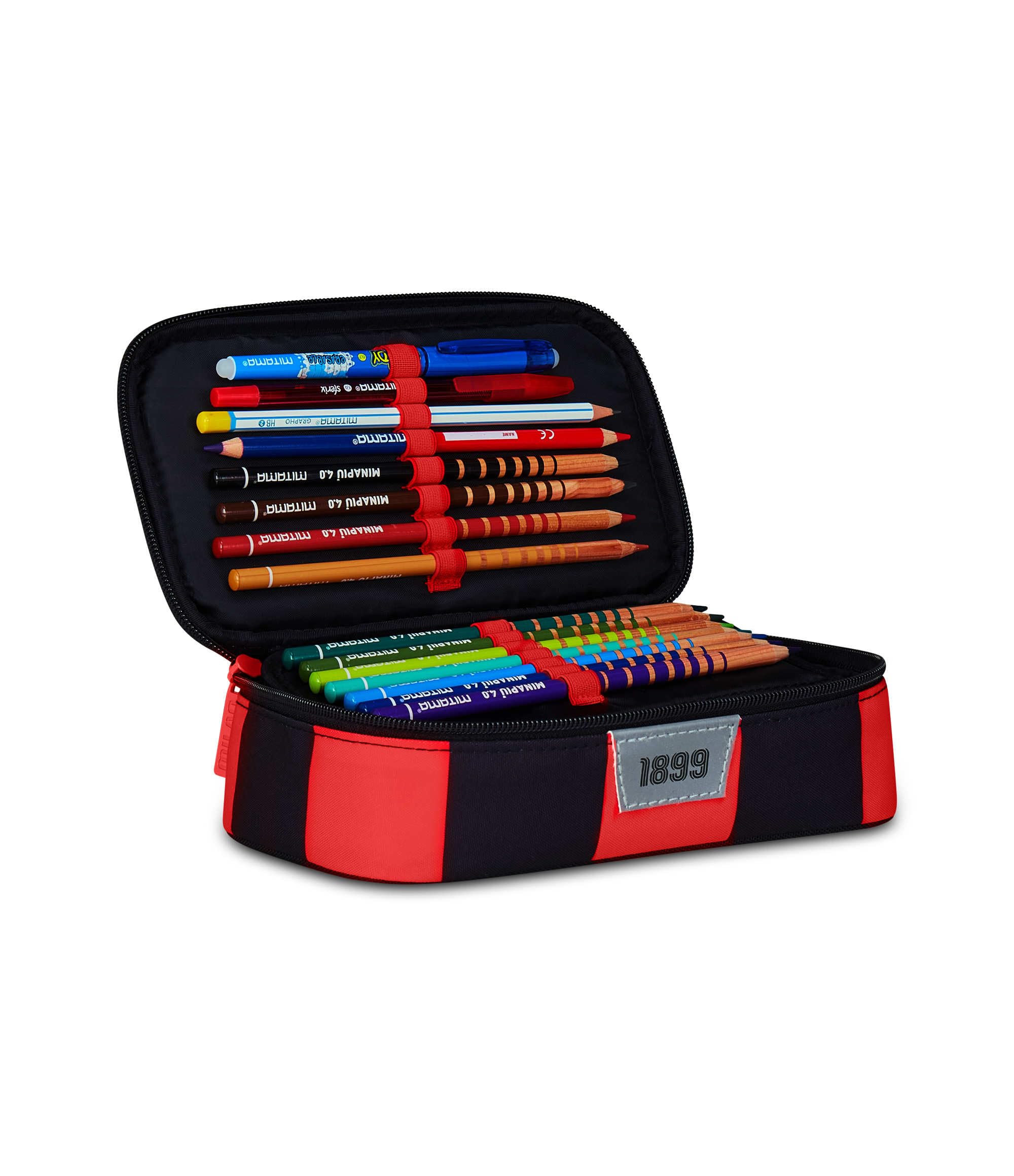 Seven Milan Astuccio Scuola Quick Case, Nero, Portapenne Completo di Penne, Matite, Colori, Accessori Zaino, Scuola Elementare e Media, Bambino Calcio