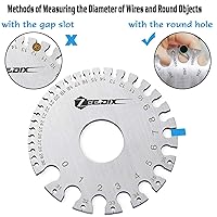 Vista 5 de ZeeDix Calibrador de hoja de cable redondo de doble cara estándar - Herramienta de medición de alambre de metal de acero inoxidable Herramienta