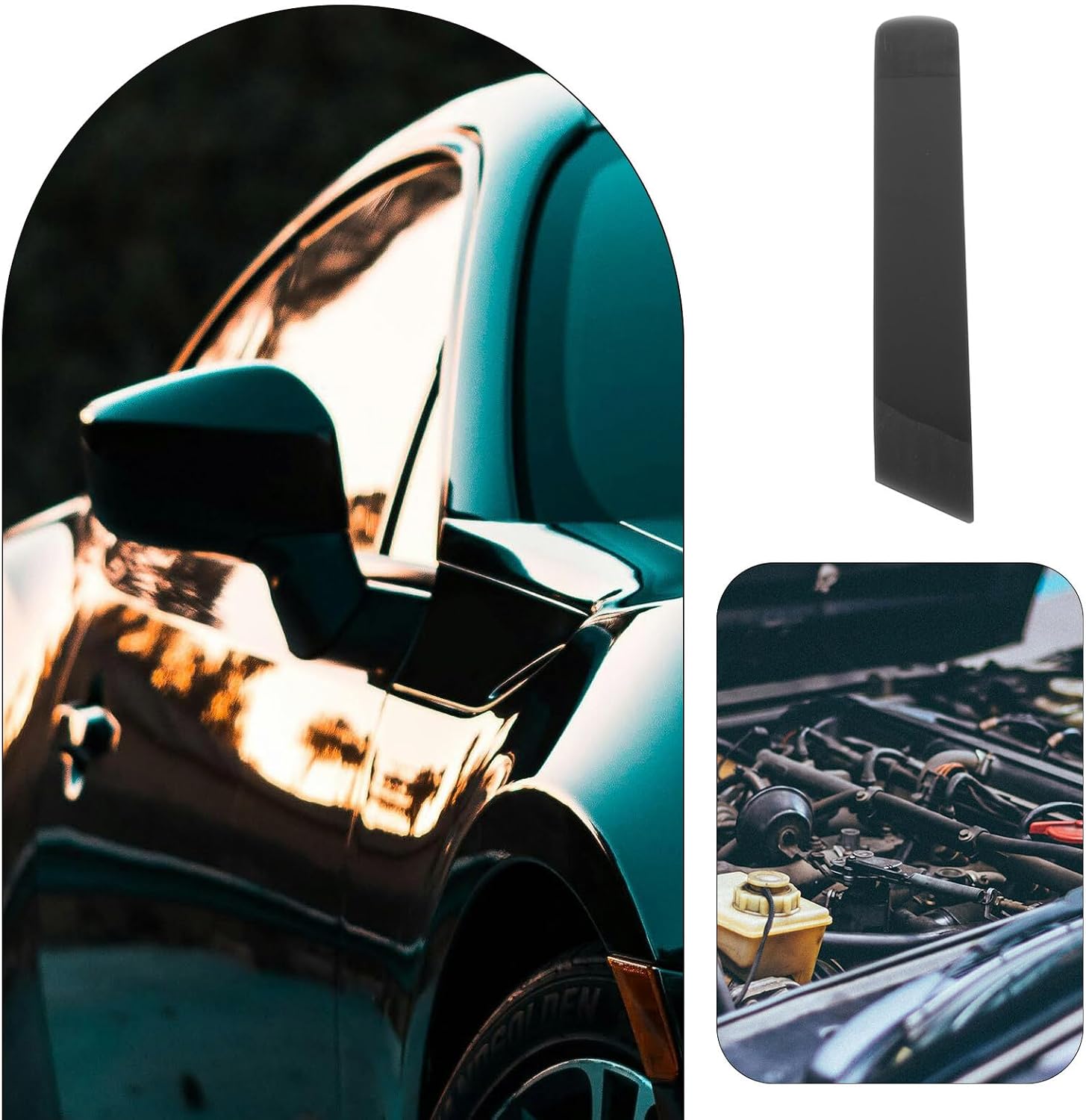 FOMIYES Car Tint Scraper and Auto Detailing Tool, TPU Squeegee for Window Film Installation, Paint Protection Film Application, Vinyl Wrap and Tint Removal Tool for Automotive Exterior