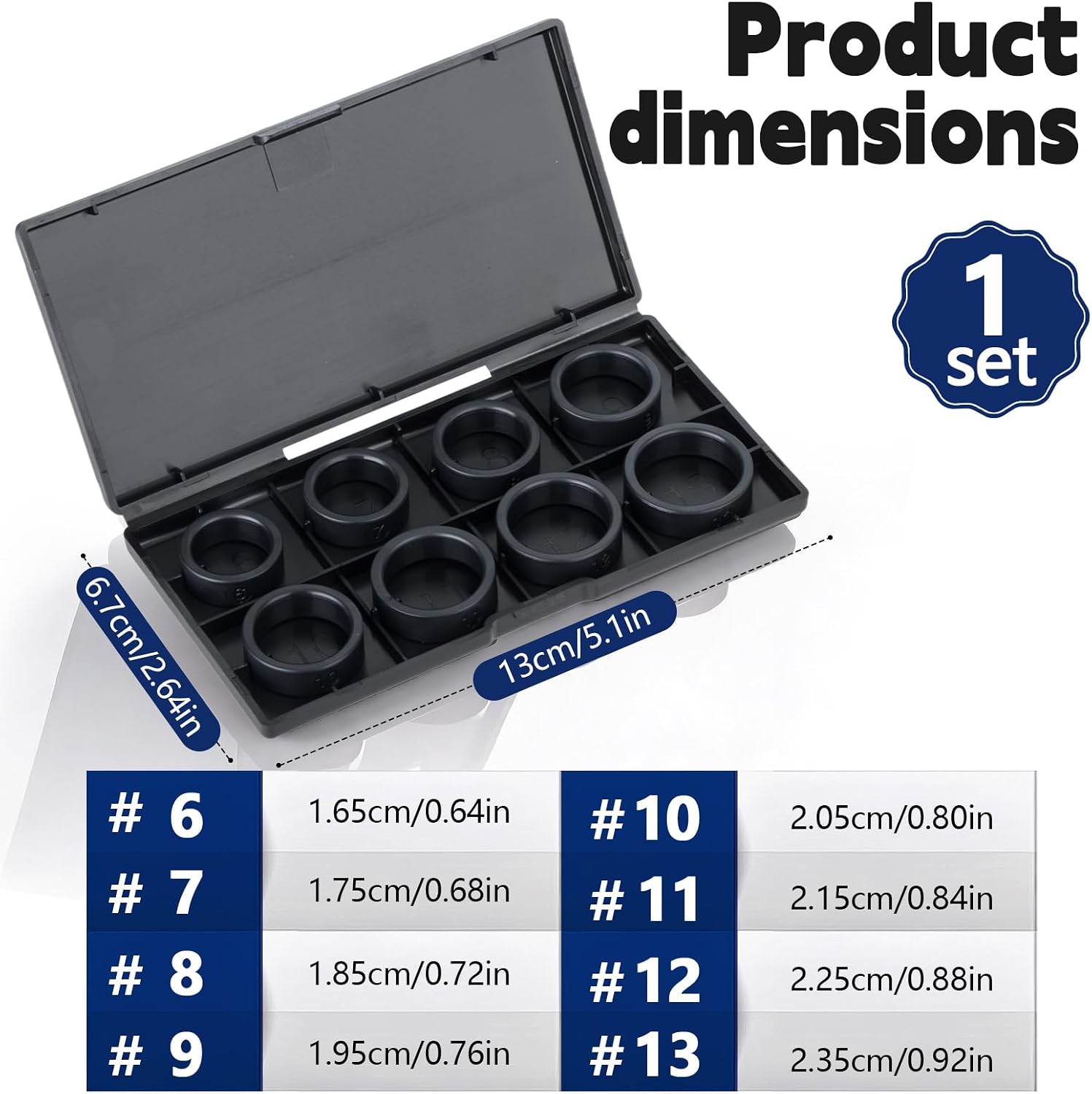 Ring Sizing Kit Compatible with Samsung Galaxy, Measure First, 8 Sizes 6–13