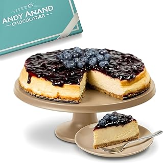 ANDY ANAND CHOCOLATIER Sugar Free & Gluten Free Luxurious Blueberry Cheesecake 9" - Made With Real California Cream Cheese, Amazingly Delicious, Fresh Eggs & Vanilla, Perfect For Diabetics (44.8 Oz)