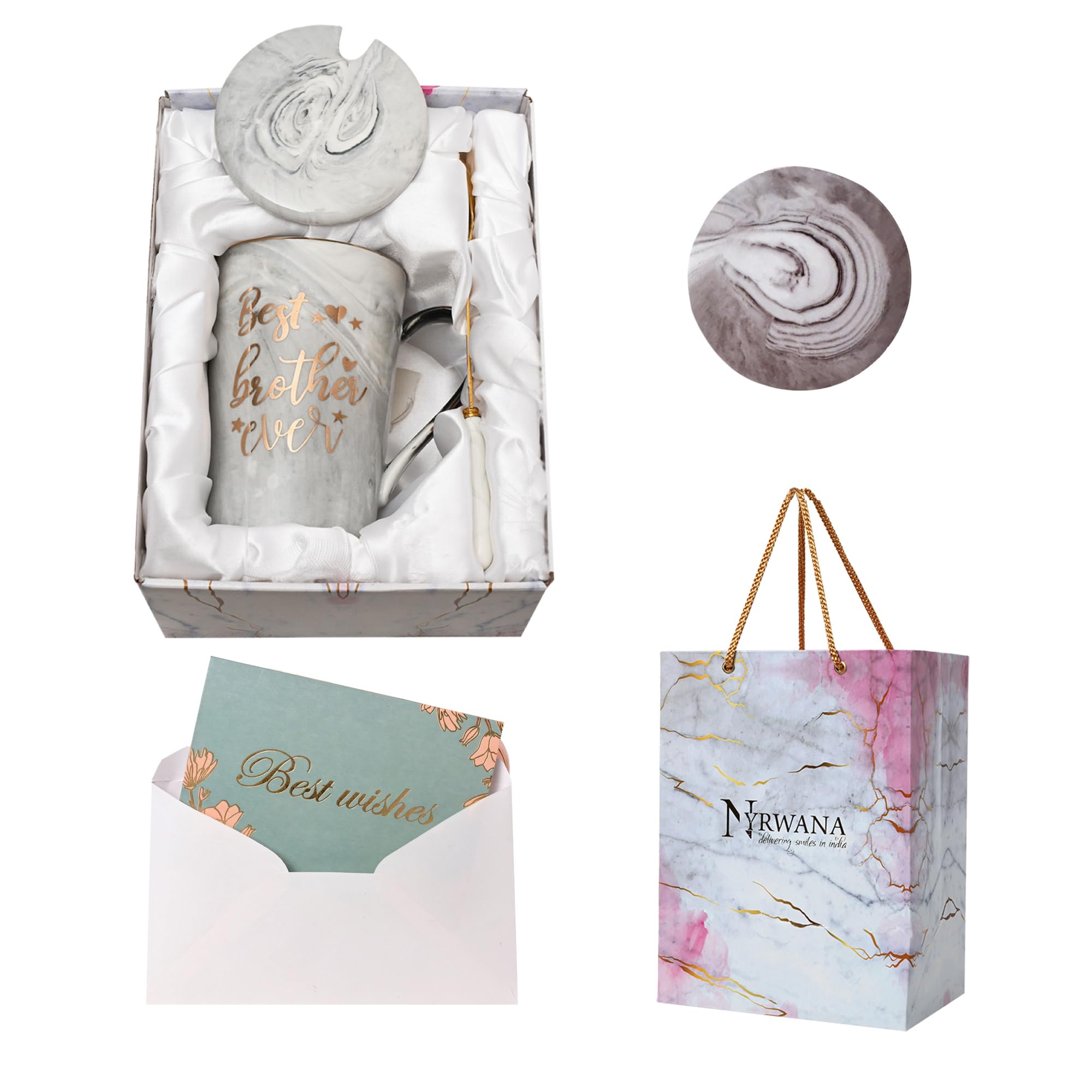 NYRWANA Coffee Mug, Gift for Men, Birthday Gift, Cups and Mugs, Gift for Brother, Mugs for Gift, Ceramic Mug, Coffee Mug with Lid, Coffee Mug Ceramic, Cute Mugs with Spoon & Gift Box (400ml - Grey) (B0C94G8ZQT) Amazon Price History, Amazon Price Tracker