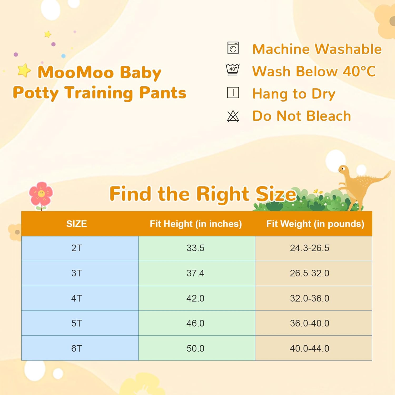 MooMoo Baby Cotton Potty Training Underwear 4 Packs Absorbent Training Pants for Boys and Girls 3T - Image 6