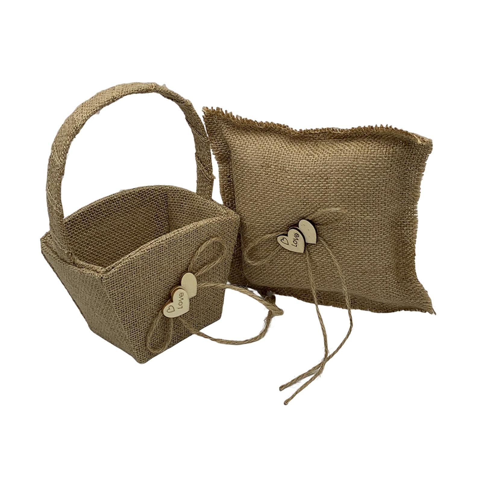 Wedding Flower Girl Basket Set Flower Girl Basket and rings Bearer Pillow Set-picture-26