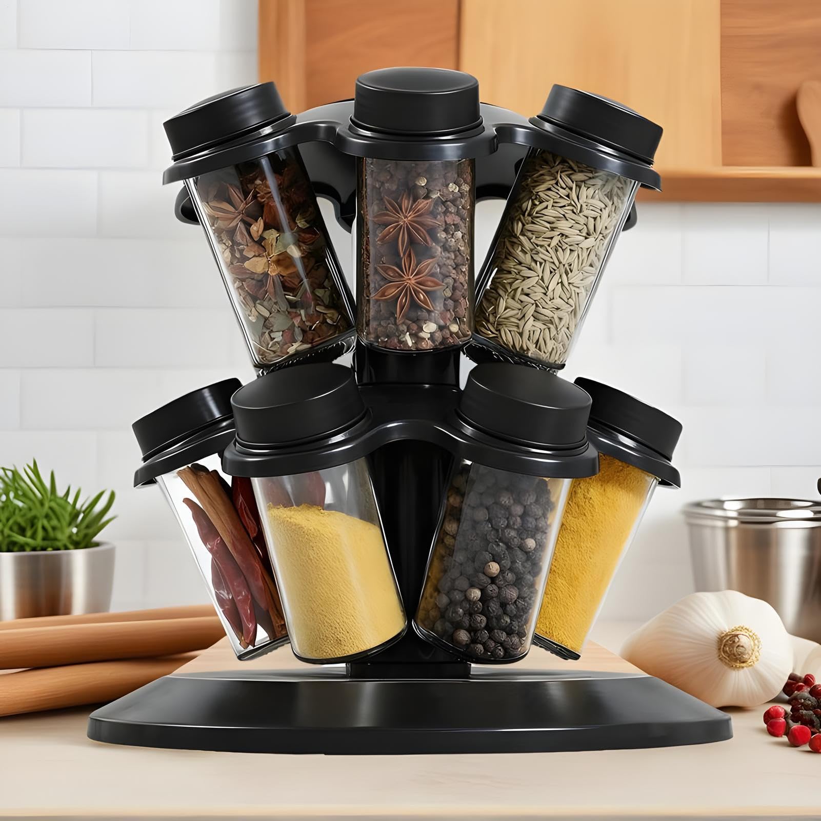 Generico Scaffale Per Spezie Girevole Organizzatore Scaffale Conservazione | Porta Condimenti Da Banco Per Dispensa Piano Di Lavoro Sala Da Pranzo Casa Cucina Camper Frigorifero App