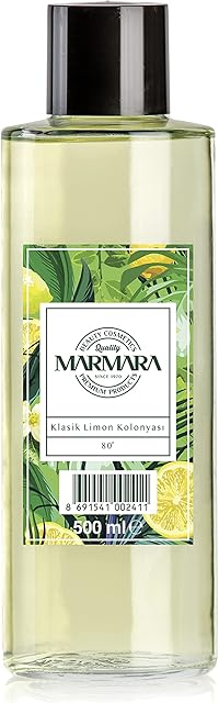 MARMARA Limon Kolonya 80° 500 ml butelka szklana Splash | woda kolońska | woda po goleniu | zapach cytryny | woda kolońska | klasyczna woda zapachowa dla kobiet i mężczyzn
