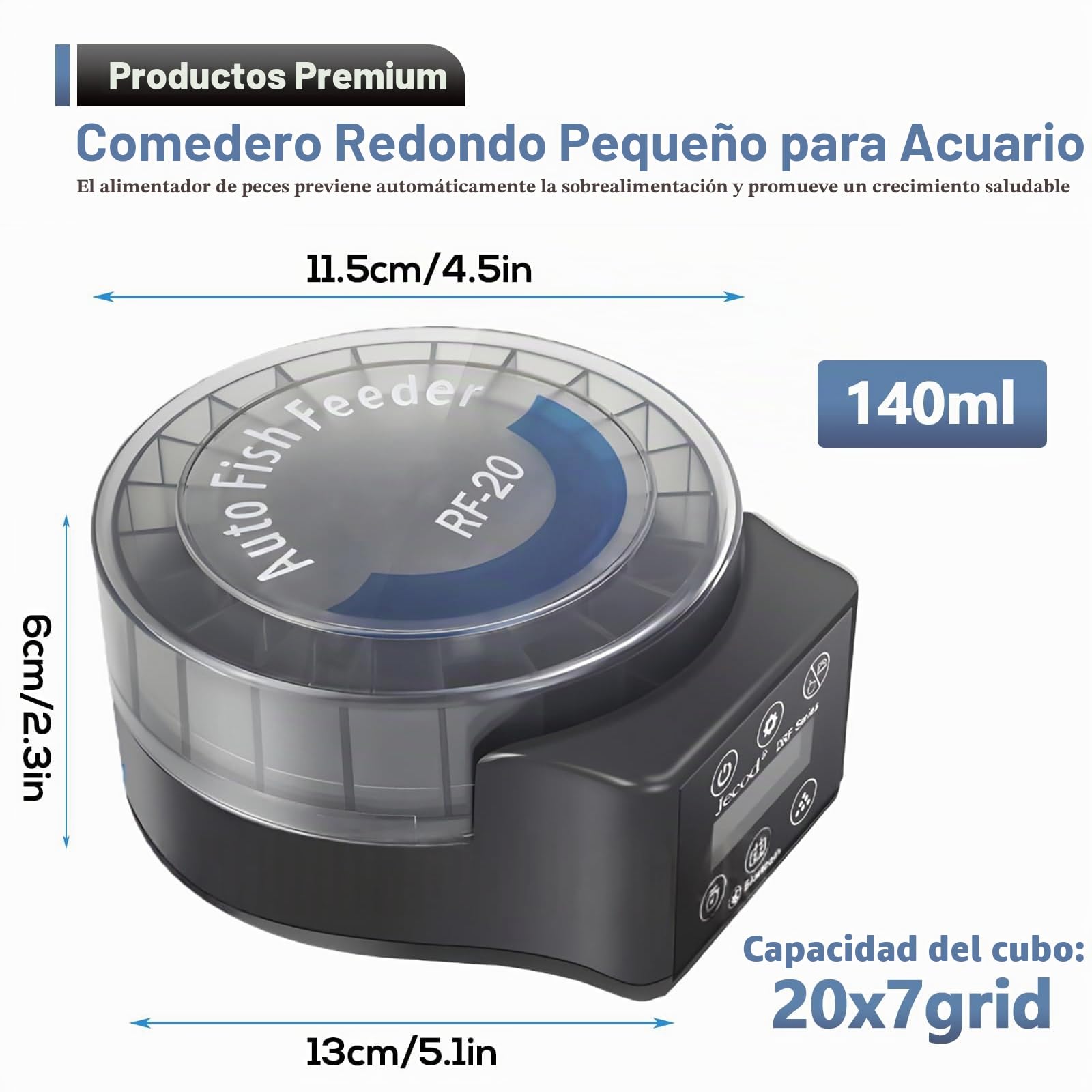Comedero automático para acuario, comedero automático para peces, con temporizador, alimentador de peces ajustable para pellets y gránulos, funciona con pilas