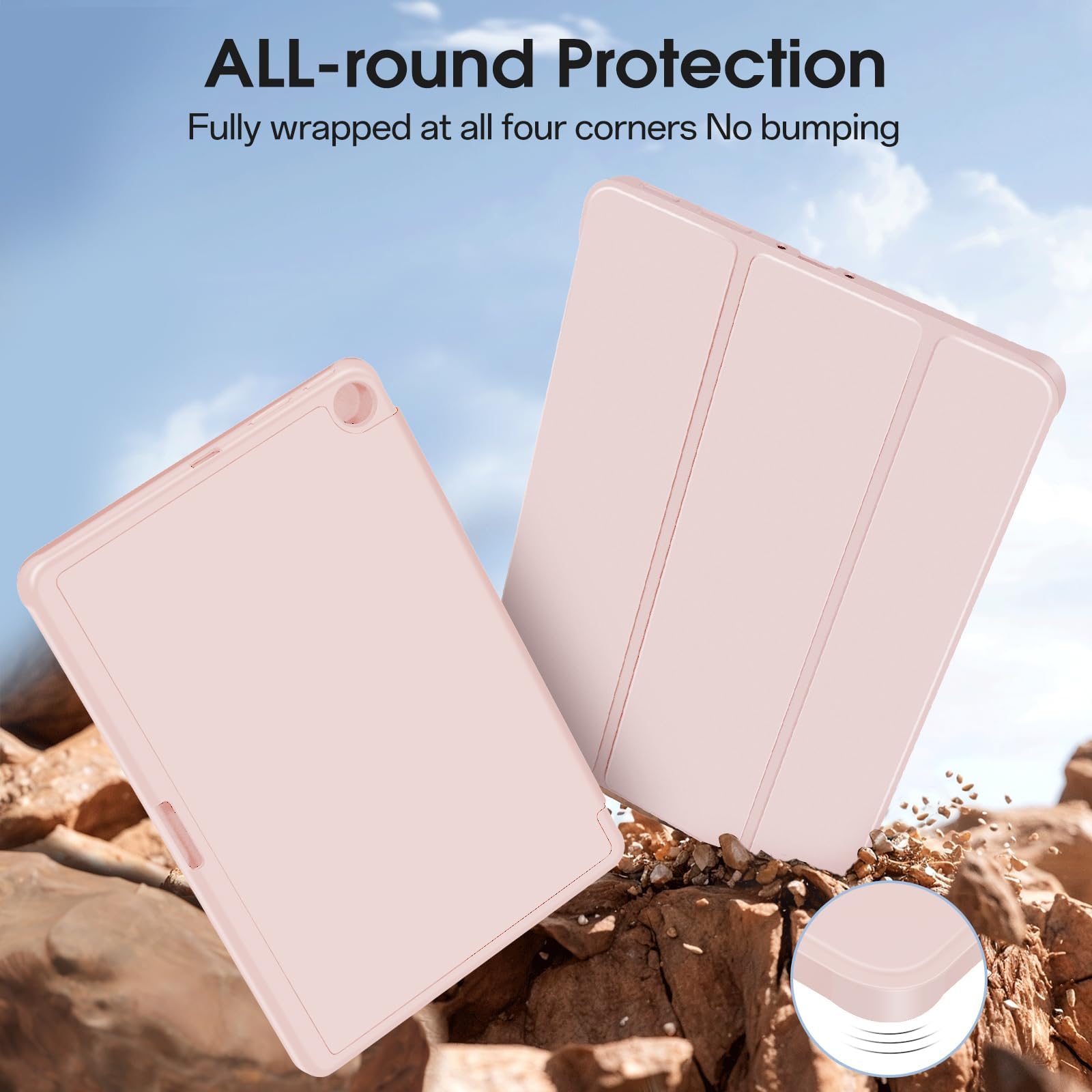 Funda delgada para tablet Amazon Fire Max 11 (13ª generación, versión 2023) de 11 pulgadas, carcasa ligera triple con soporte para bolígrafo, funda de TPU para tablet Kindle Fire 11 con encendido y