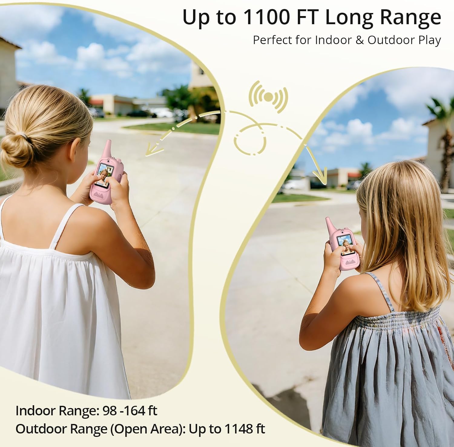 Anbte Video Walkie Talkies for Kids with Cute Silicone Case, 2 Pack Rechargeable Two Way Radios Toys for Boys Girls Age 3-8, Easy to Use, for Family Game Outside Camping Indoor Outdoor, Pink