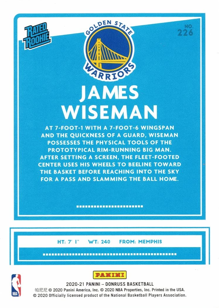 Amazon.com: 2020-21 Panini Donruss Basketball #226 James Wiseman