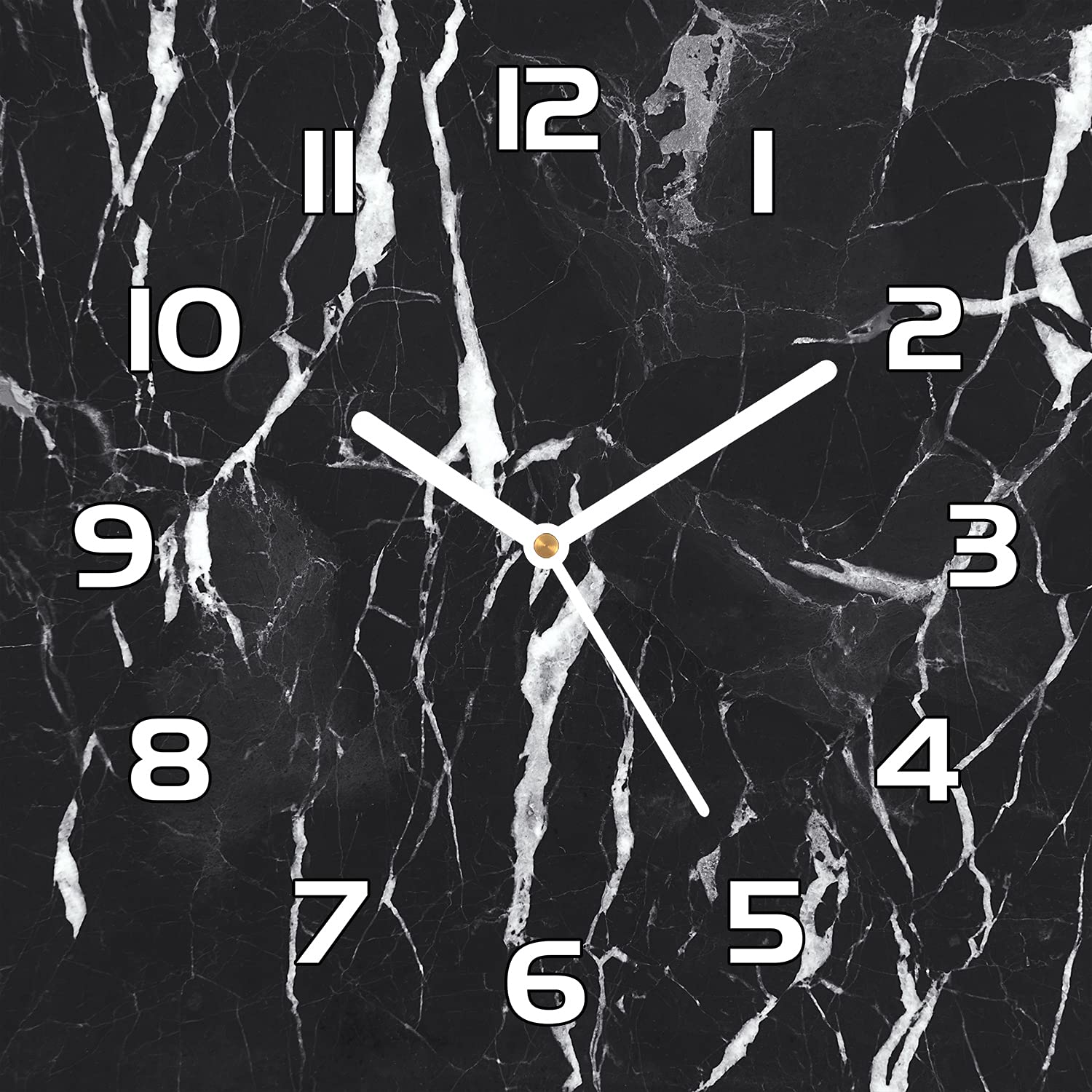 Horloge en verre marbre lisible avec aiguilles blanches Coloray