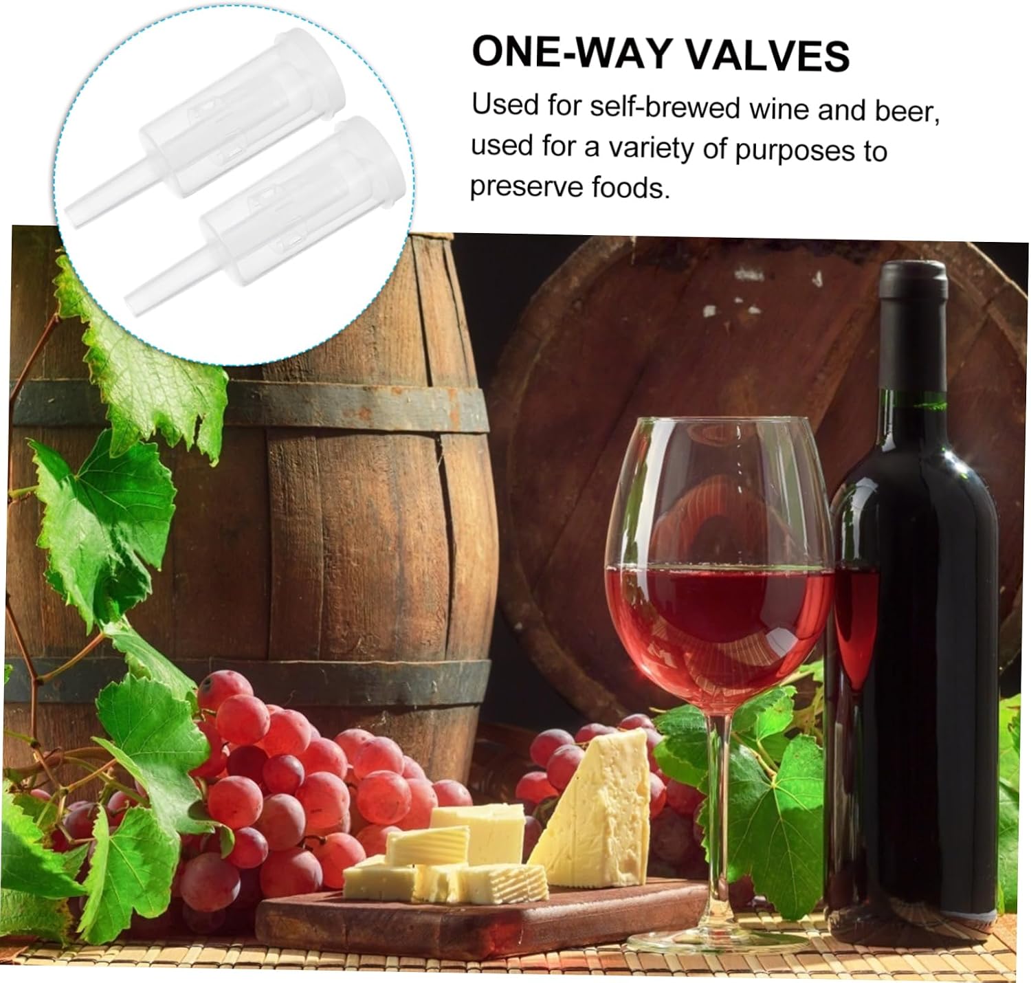 PRETYZOOM 2pcs Check Valves One Way Valves Plastic for Wine Making Stoppers for Wine Bottles Home Brew Accessory