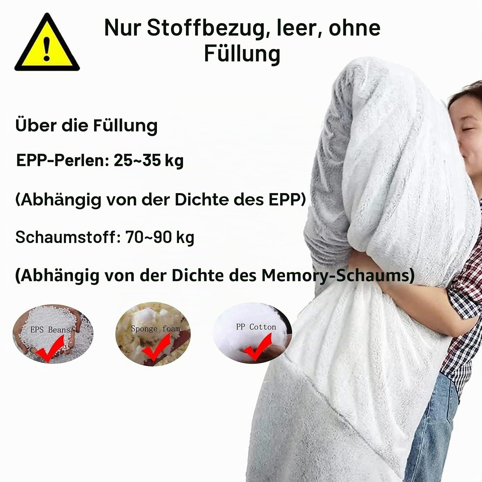 Sitzsack, Bean Bag Cover,Sitzsack Erwachsene Flauschig Bean Bag Chair Riesen Sitzsack Bezug Ohne Füllung XXL Giant Bean Bag Sofa (No Filling) Plüsch Gaming Sitzsack Bezug Extra Groß Lazy Bag