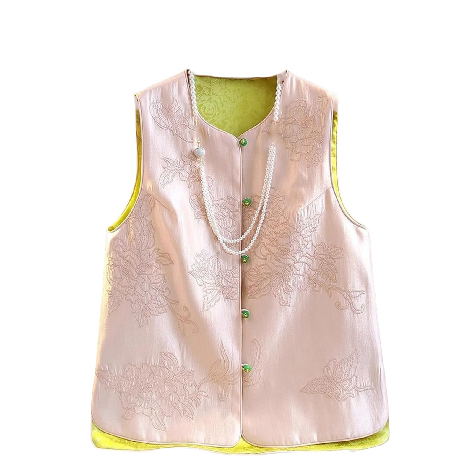 Chaleco sin mangas para mujer con cuello redondo estilo nacional vintage 6