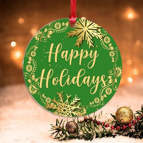 Vista 17 de Christmas Ornament Merry Christmas Y'all Ornament for Christmas Tree Decor Gold Snowflake Ball Wreath Xmas Tree Decorations 3in Acrylic Ornament