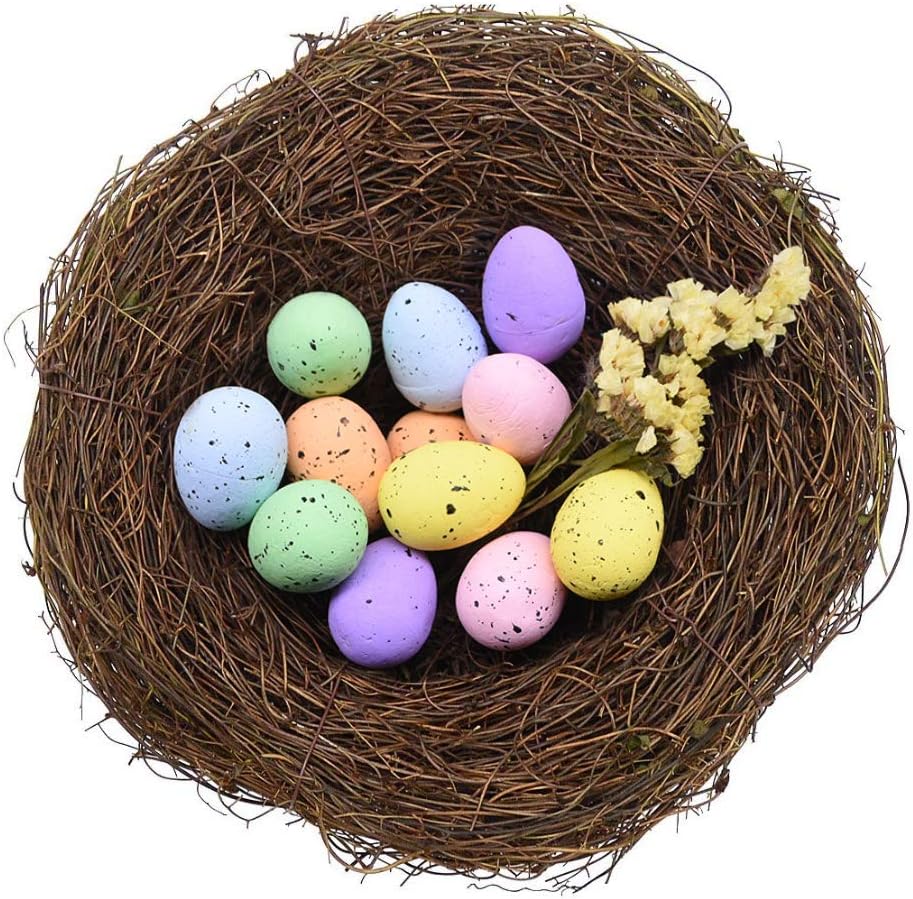 FUTUREPLUSX Artificial Birds Nest, 1PCS Crafts Handmade Natural Easter Birds Nest Rattan Birds Nest for Garden Yard Home Party Easter Decor