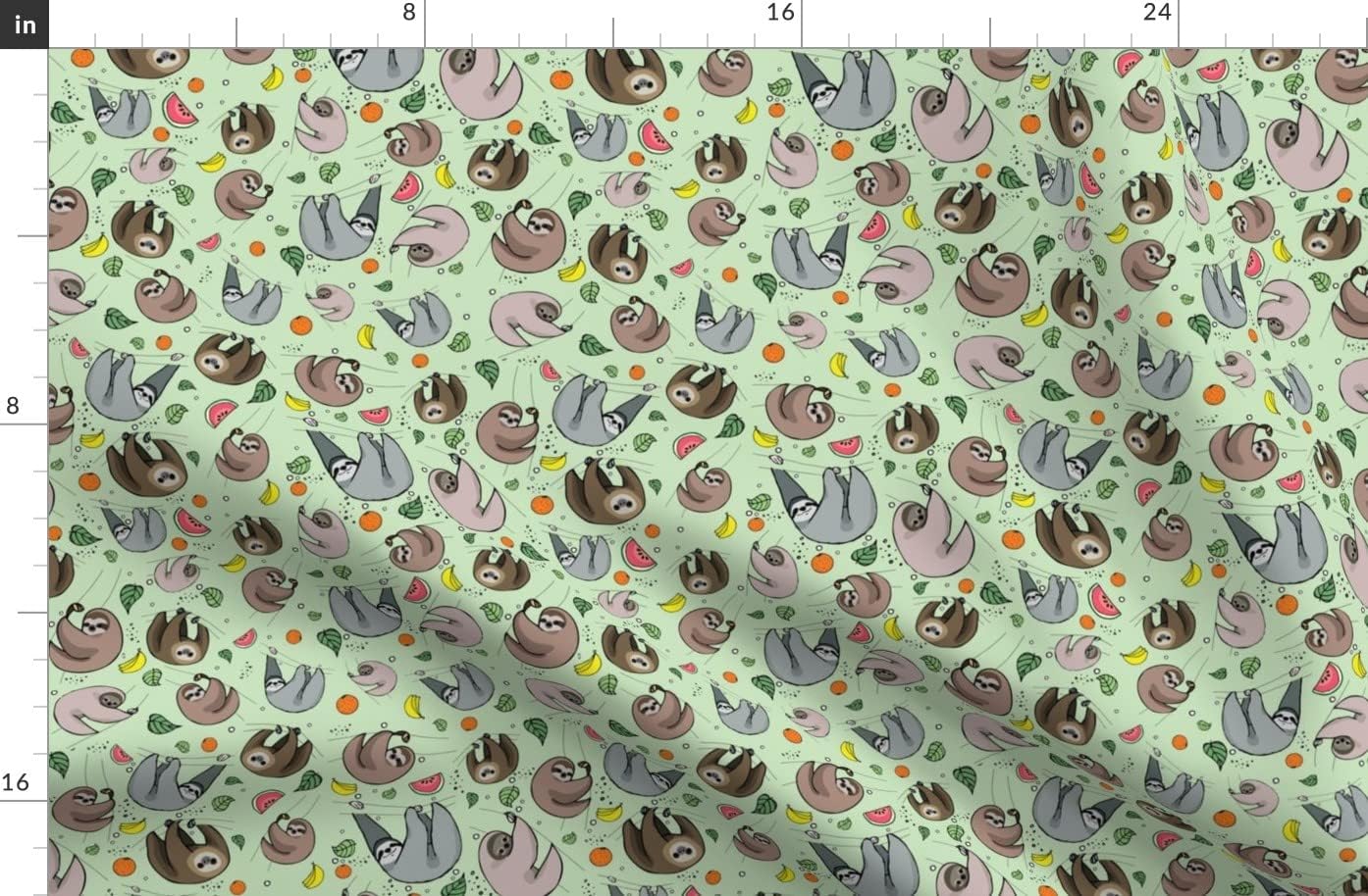 Spoonflower Fabric - Sloth Party Pattern Print Cartoon Cute Cool Printed on Organic Cotton Sateen Fabric by The Yard - Sewing Quilting Apparel Home Decor