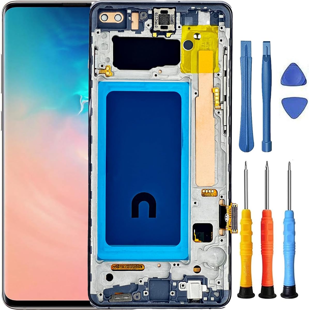 for Samsung S10+ Plus Screen Replacement with Frame Black | for Samsung Galaxy S10 Plus Screen Replacement kit SM-G975u SM-G975a SM-G975w Touch Screen LCD Display Digitizer Assembly