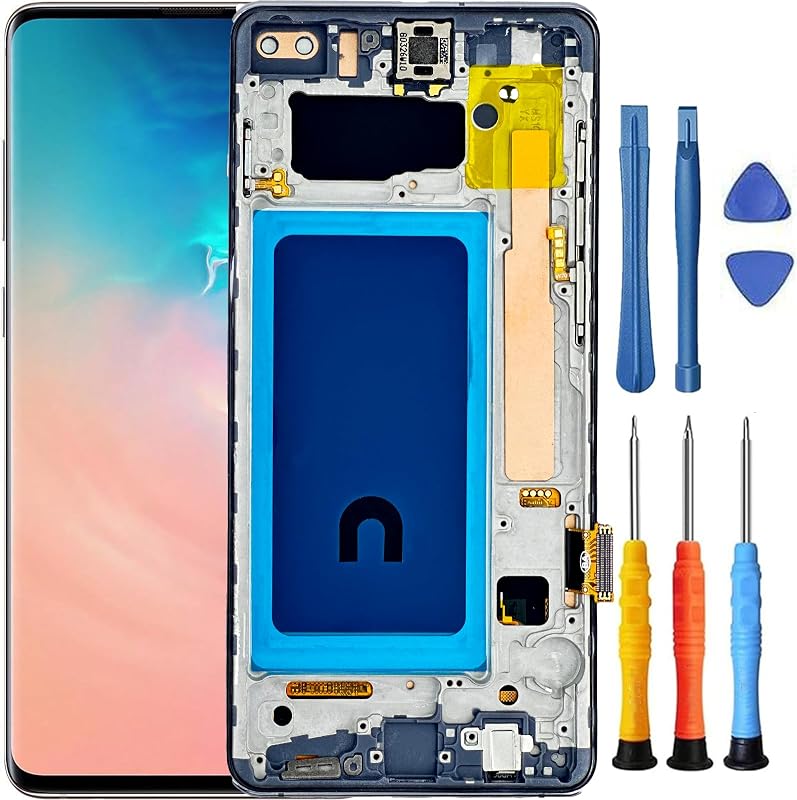for Samsung S10+ Plus Screen Replacement with Frame Black | for Samsung Galaxy S10 Plus Screen Replacement kit SM-G975u SM-G975a SM-G975w Touch Screen LCD Display Digitizer Assembly