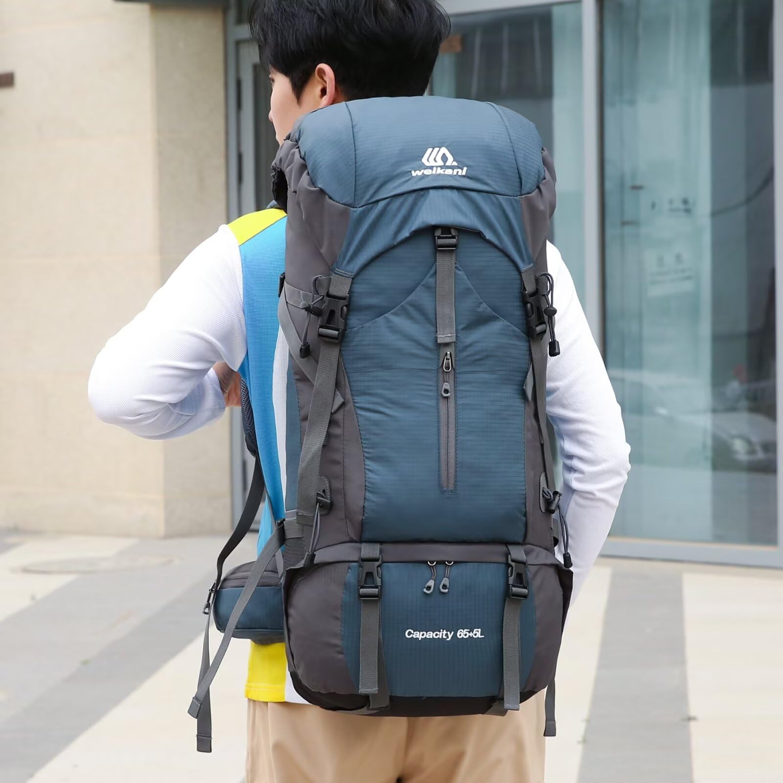 Mochila de senderismo de 70 litros con funda para lluvia, mochila grande para senderismo para hombres y mujeres, impermeable, mochila ligera para deportes al aire libre, viajes, senderismo