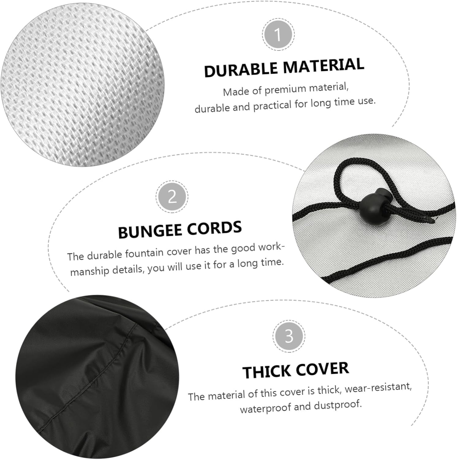 Oxford Garden Fountain Cover with Drawstring Dustproof Outdoor Protector for Base Statues and Fountains Weather-Resistant Patio Accessory Midnight