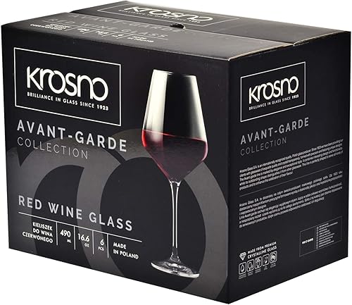 Miniatura 8 de Krosno Juego de vasos | 6 copas de vino tinto de 16.6 onzas + 6 vasos altos de jugo de agua de 18.3 onzas | Cristal | Perfecto para el hogar,