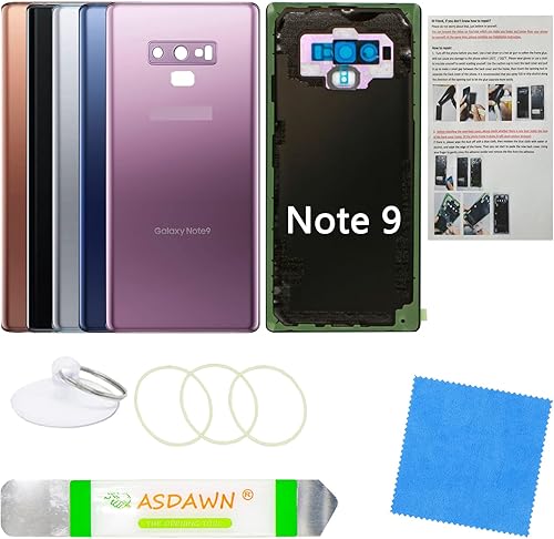 Galaxy Note 9 - Carcasa de repuesto para Samsung Galaxy Note 9 con lente de cámara preinstalada+manual de instalación (idioma español no