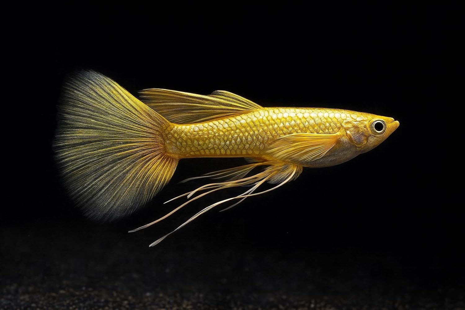 5+ Full Gold 24K Guppy Live Fish - Premium High-Color Strain, Active & Hardy Tropical Aquarium Fish, Vibrant Gold Body, Live Arrival Guarantee