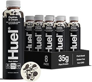Black Edition Ready-to-drink, 8 x 500ml Bottles, Protein Shakes, Cookies & Cream Flavour, High Protein Drink, 35g Protein Per Bottle, Rich in Vitamin D, Fatty Acids, Calcium, Ready Meals