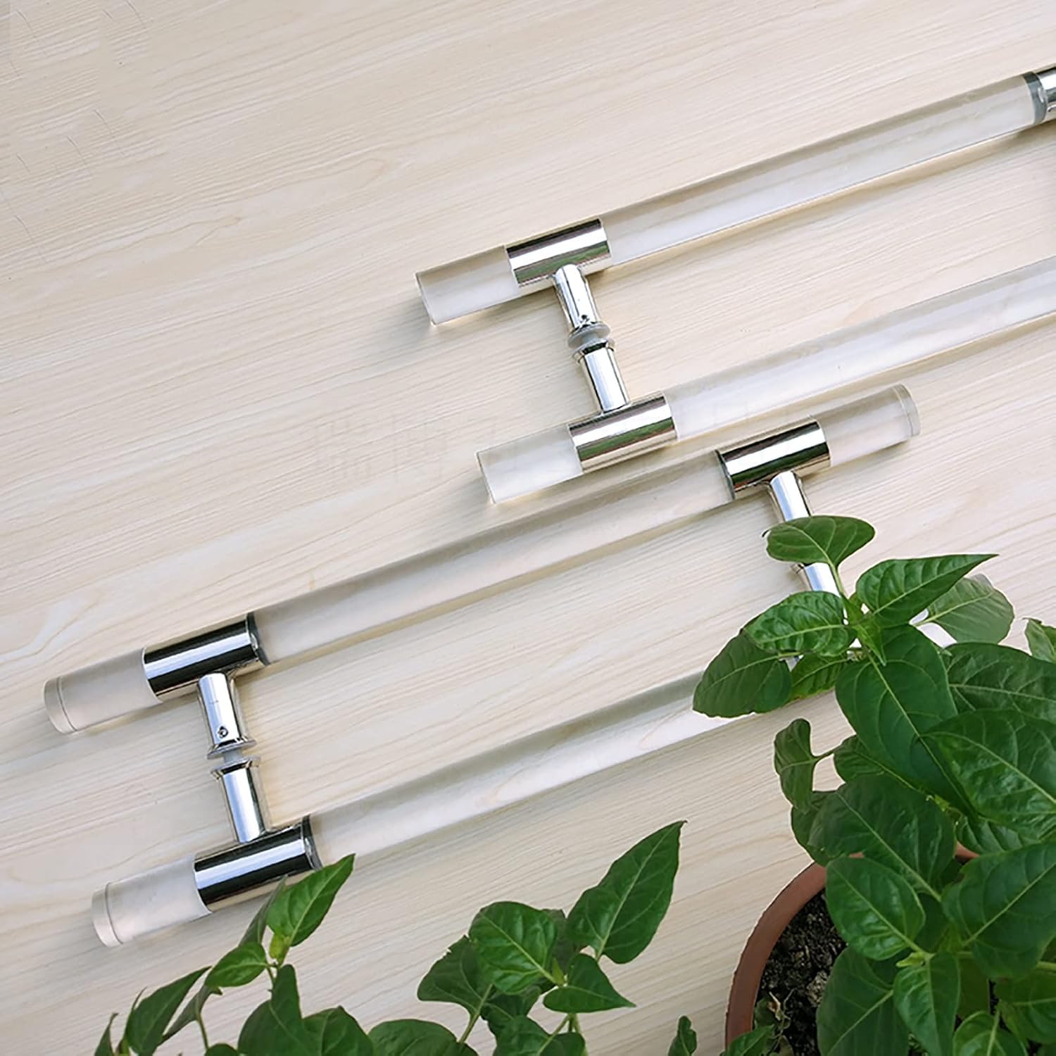 Heavy Duty Commercial Sliding Barn Door Handle Pull, 60/80/100/120cm Tall Acrylic Interior Exterior Door Pull Push Handles, Back-to-Back Model (Color : Gold, Size : 150cm/59in) (Si