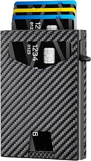 Men’s Wallet with RFID Blocking | Tri-Fold Front Pocket Design | 12 Card Slots, 2 ID Windows & Cash Slot | Aluminum Card Ejector | Durable & Lightweight Men’s Accessories (Carbon)