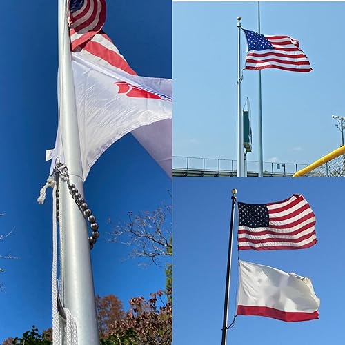 Miniatura 6 de Anillo de retención con cuentas para asta de bandera, longitud ajustable de acero inoxidable 304, pesos para anillos de retención inferior para