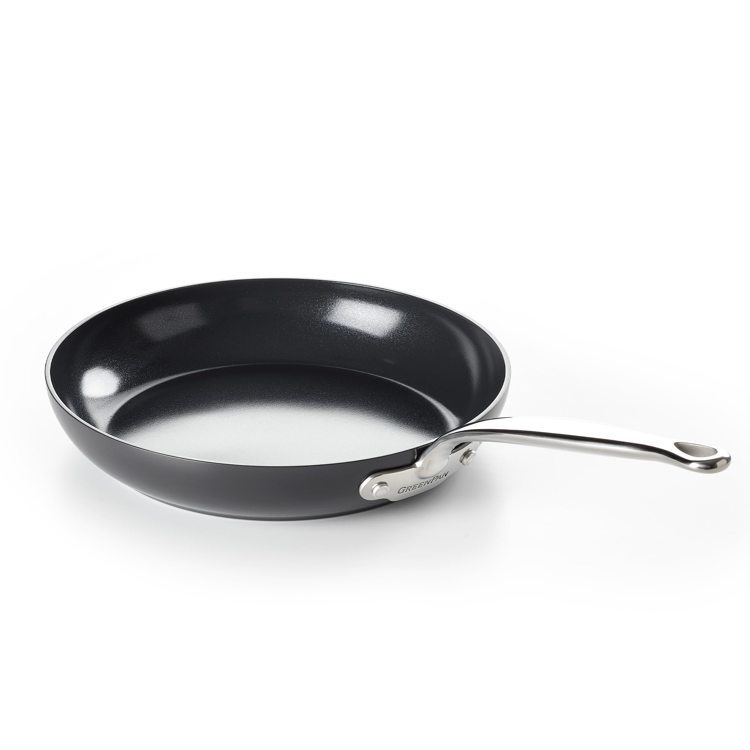 GreenPan Barcelona Hard Anodized Healthy Ceramic Nonstick 24 cm Frying Pan Skillet, PFAS Free, Stainles Steel Handle, Extra Strong Scratch Resistant, Induction, Oven Safe, Black