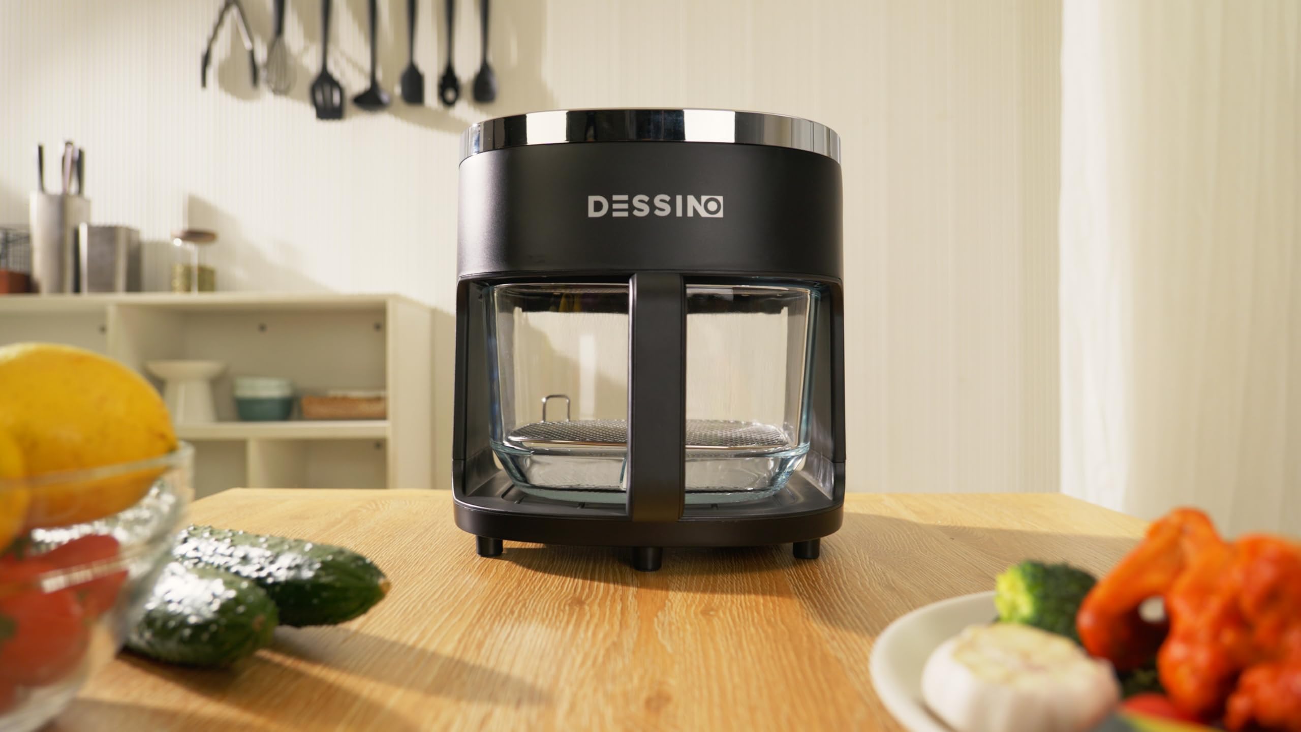 Freidora de Aire Digital Sin Aceite 4,2L,Sin Precalentamiento y Desconexión Automática,Cesta de Cristal con Visión 360°,Pantalla Táctil,Capacidad 5-6 Raciones,6 programas,Limpieza Fácil,1300W
