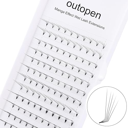 outopen Extensiones de pestañas rizadas L, efecto ojo de gato, rizo L, extensiones de maquillaje de ojos de zorro, 0.002 in de grosor, extensiones
