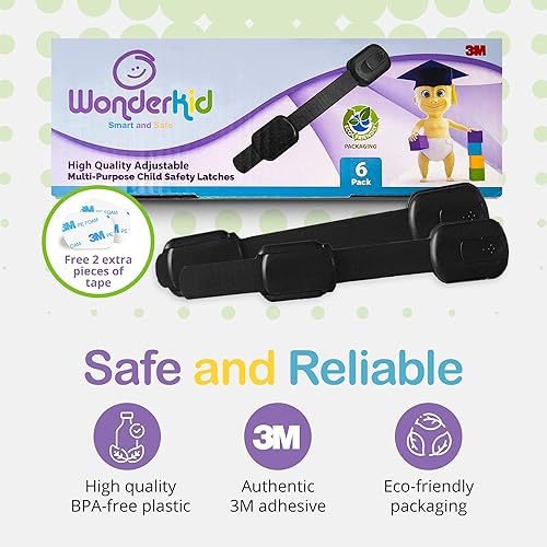 Miniatura 3 de Cerraduras y pestillos de seguridad para niños, ajustables y reutilizables, para ventana de puerta a prueba de bebés, armario, inodoro y
