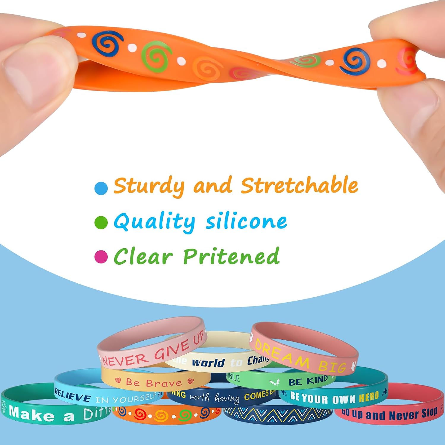 CHRORINE 24 Pieces Motivational Silicone Wristbands Inspirational Quote Rubber Bracelets Unisex for School Office Home Party Favor Gifts Supplies 12 Designs image 4
