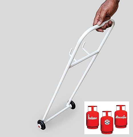 Pioneer's Krisan Steel Easy to Use LPG Trolley (White, Standard Size)