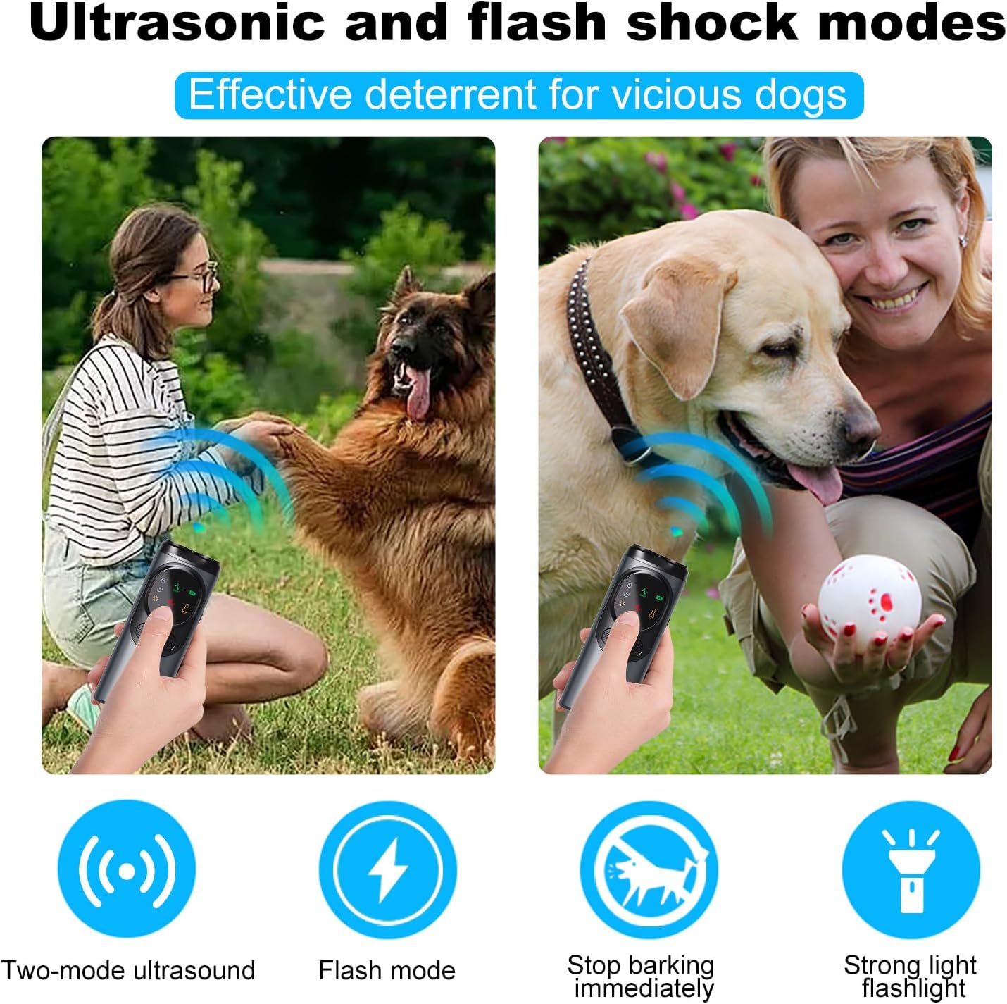 AICase Anti Barking Device,Dog Barking Control Devices,Rechargeable Ultrasonic Dog Bark Deterrent up to 16.4 Ft Effective Control Range Safe for Human & Dogs Portable Indoor & Outdoor image 4