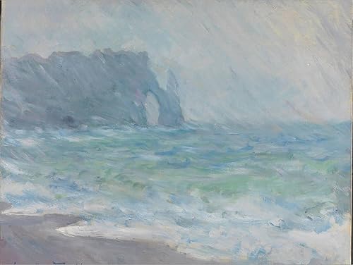 Miniatura 2 de Lienzo decorativo para pared, diseño de lluvia en tretat de Claude Monet, decoración escénica, 16 x 12 pulgadas