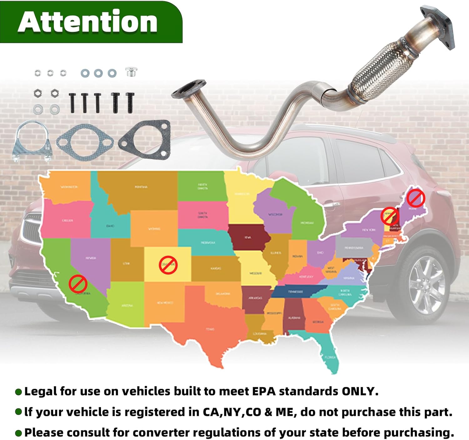 Front Flex Pipe Replacement for Buick Encore 2013-2018 Chevy Trax 2015-2019 Sport Utility 1.4L l4 52572