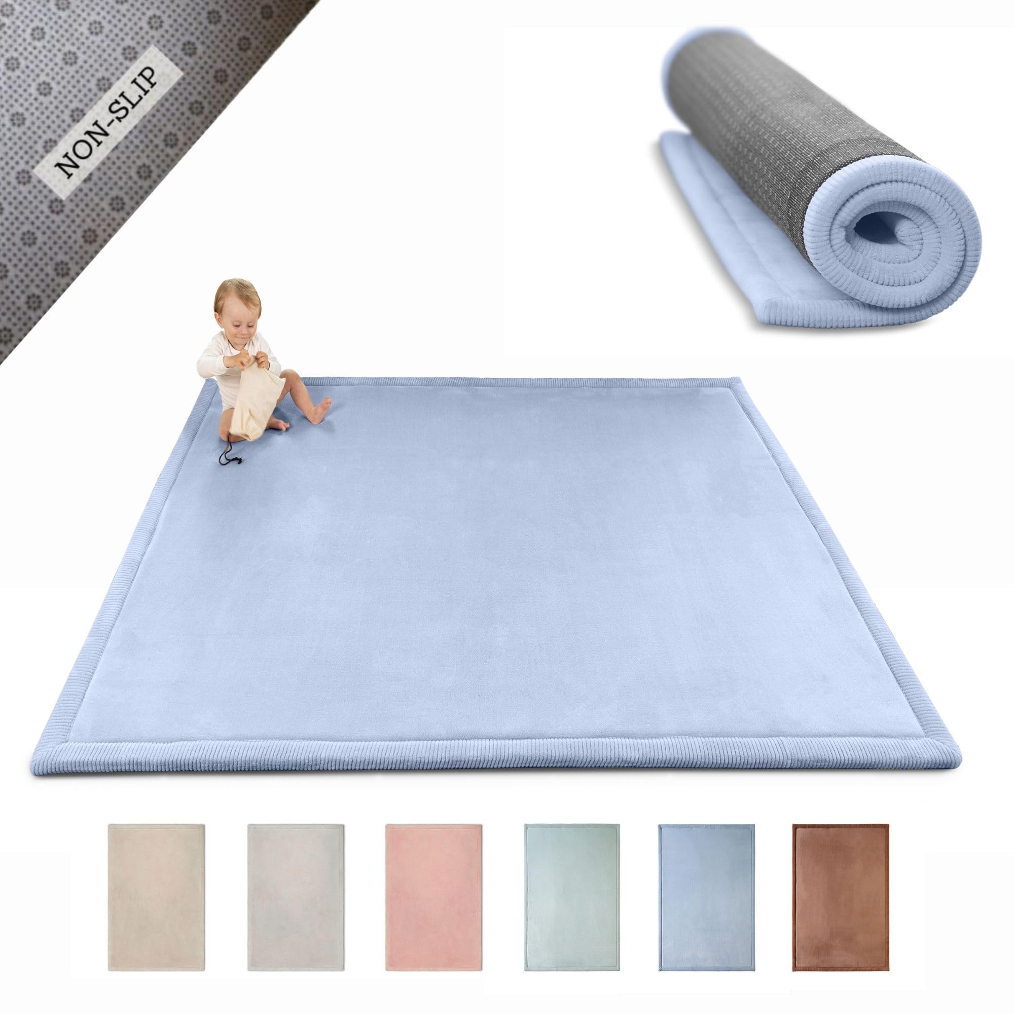 Colchoneta Manta Juegos Bebe 280x200x2,5cm, Beige – Tapete Infantil con Memory Foam Manta de Juegos Bebe Antideslizante, Tatami Bebe, Suelos Infantiles — view 15