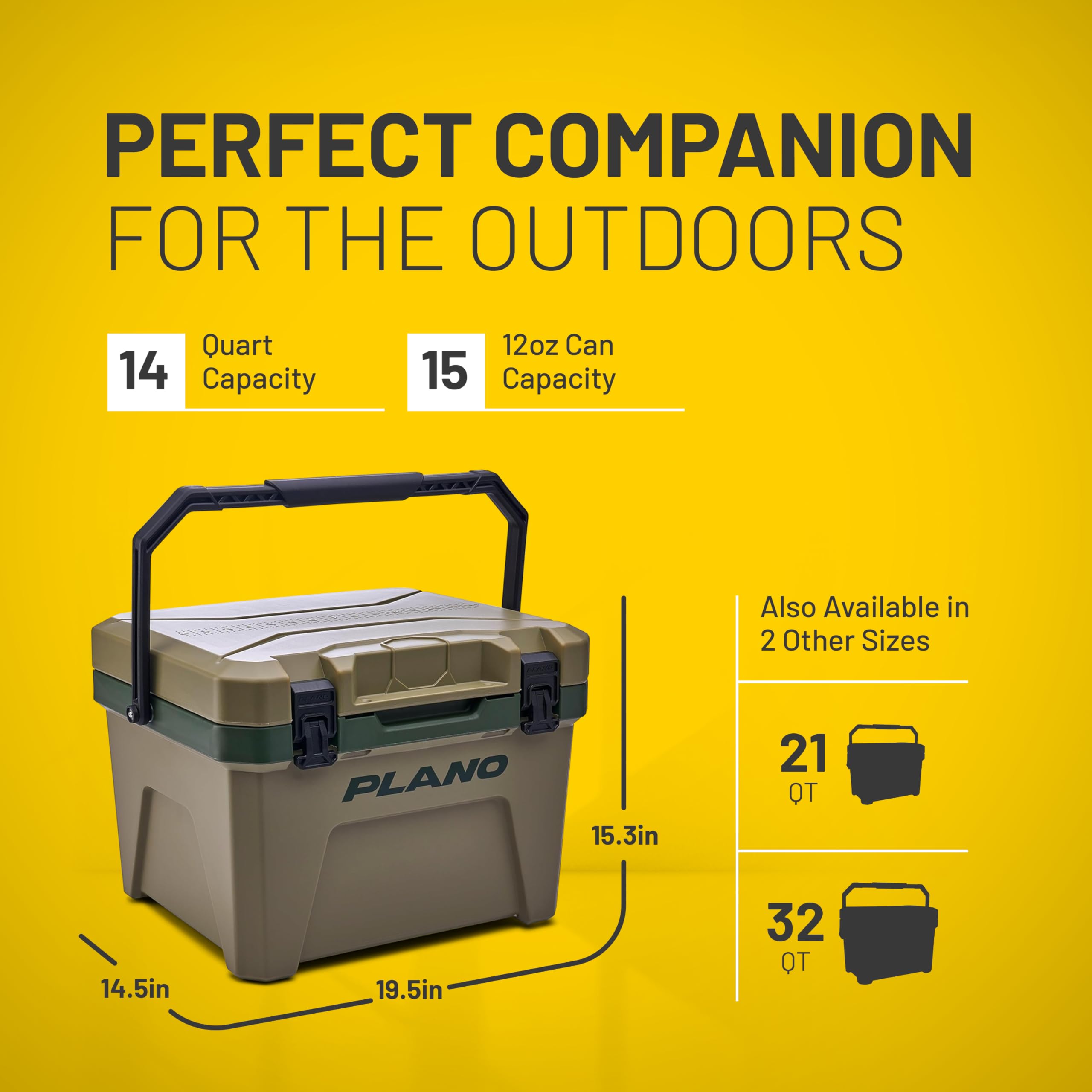 PLANO Frost Coolbox- Medium 20 Liter5 Day Ice Inland Green, Cooler, Ice Chest, Przenośna Chłodziarka, Izolowana Chłodziarka, Chłodziarka Kempingowa, Chłodziarka Piknikowa, Chłodziarka do Napojów