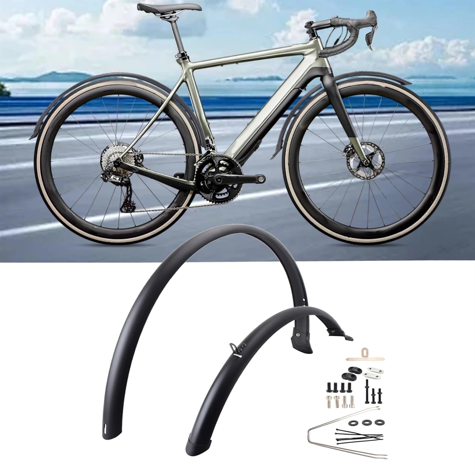 Błotniki rowerowe Face 2x, pełne osłony, błotniki rowerowe górskie, błotniki przednie i tylne, przeciwdeszczowe, błotniki rowerowe Mountain Road Bike 700C(With 2 Rings)