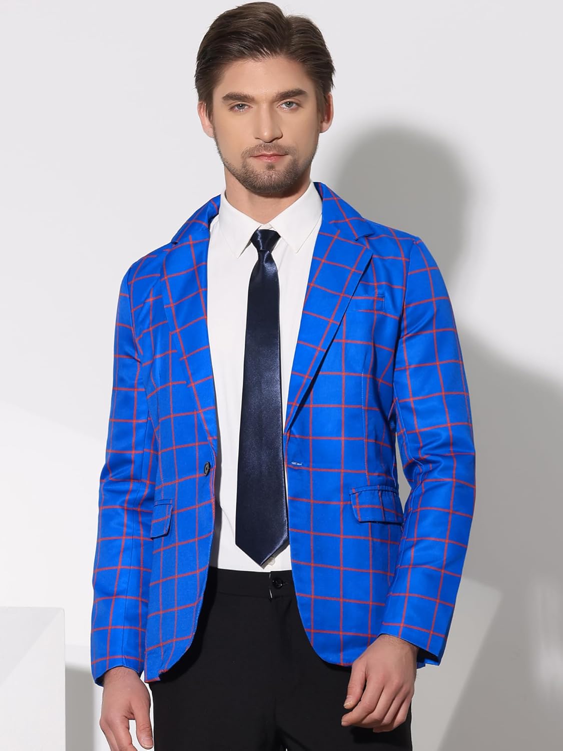 Lars Amadeus Plaid Blazers for Men's Notch Lapel Checked Pattern Wedding Dinner Sports Coat - Image 2