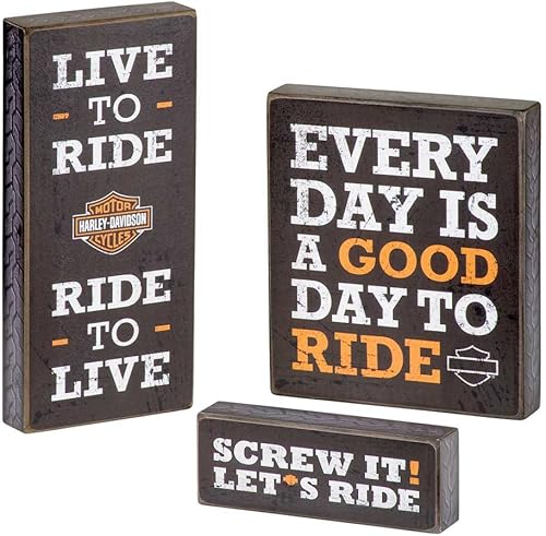 Harley-Davidson HDL-15316 - Carteles de madera para pub (3 unidades), color negro