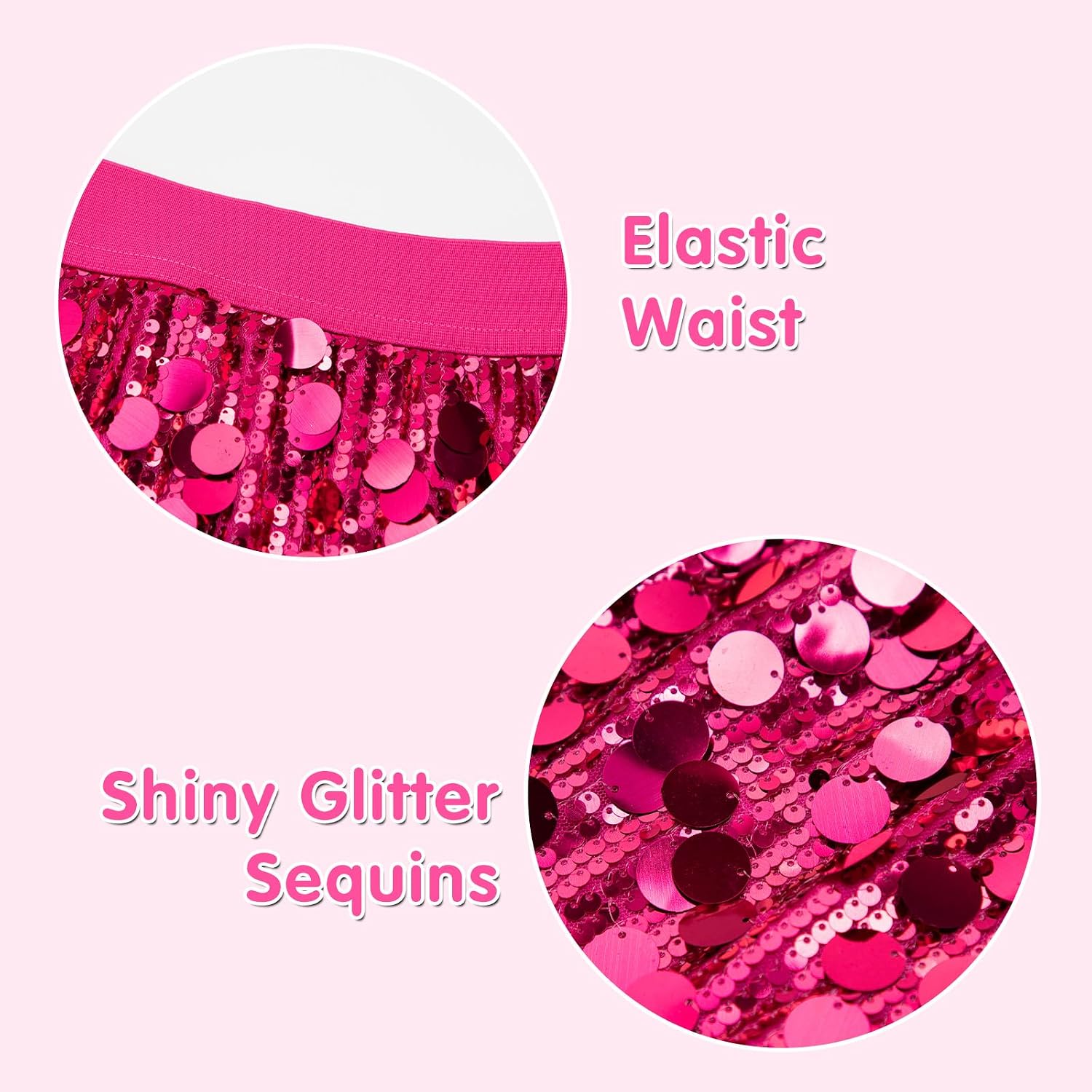 DAXIANG Girls Sparkly Sequin A Line Skirt Kids Elastics Waist Shiny Skirt with Built in Shorts for Party Birthday 5-12 Years