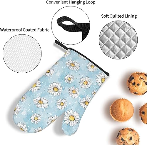 Miniatura 130 de Manoplas de horno y soportes para ollas, arte de mármol blanco y dorado, juego de 4 guantes de cocina resistentes al calor, antideslizantes