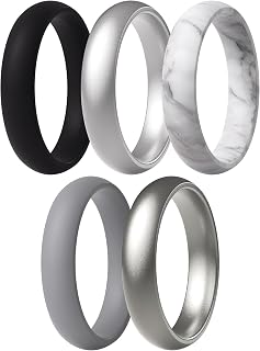 ThunderFit Silicone Bridal Rings Set for Women, Wedding Bands 5.5mm Wide | 2mm Thick Rubber Bands, Variety Multipack 1-12, Comfortable Fit, in Multiple Colors, Flexible Silicone for Everyday Wear