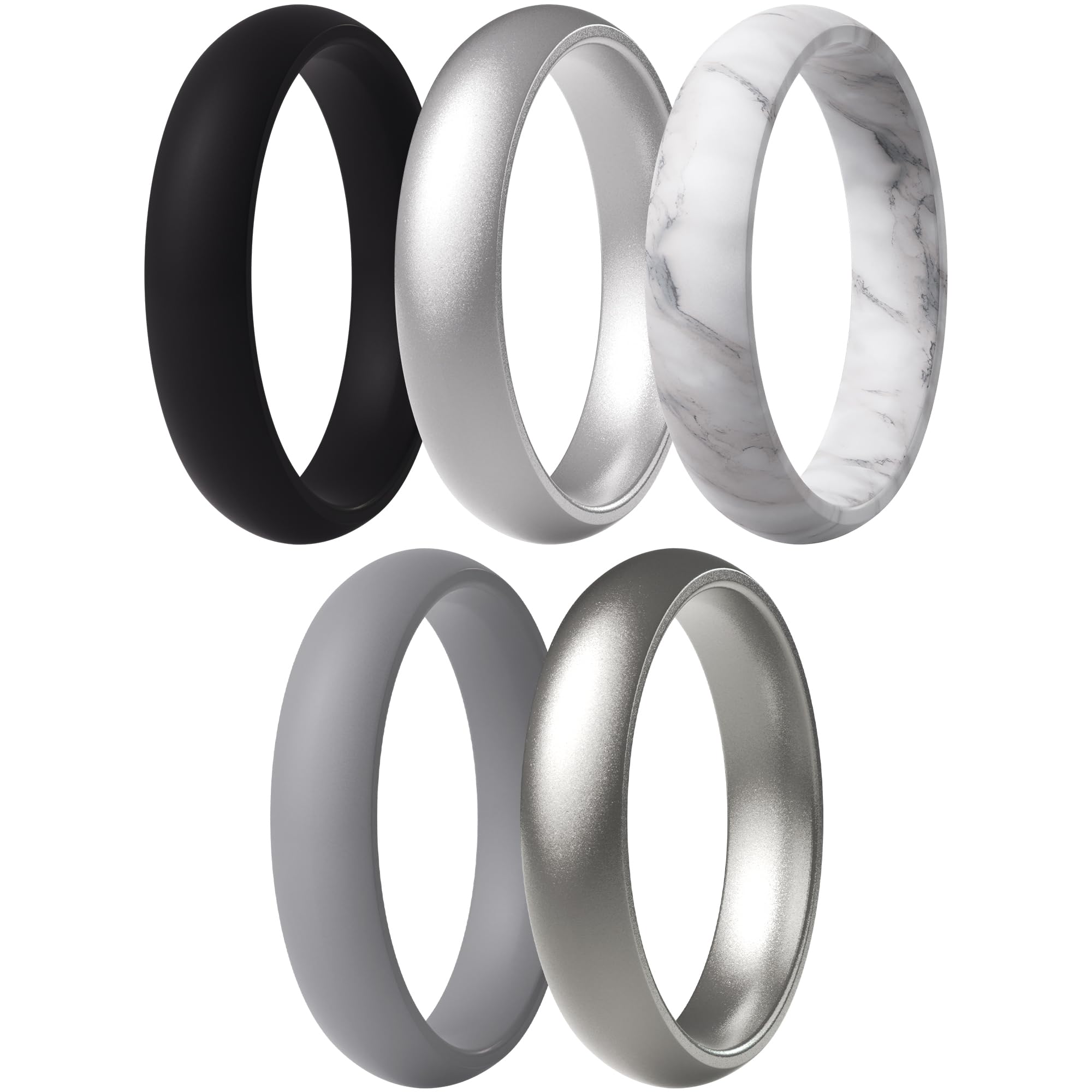 ThunderFit Women’s Silicone Engagement Rings, 5.5mm Wide, 2.1mm Thick, Wedding Rubber Bands, Variety Multipack 2/3/4/7